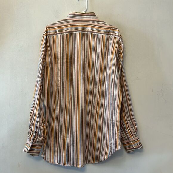 Thomas Dean cotton multicolored vertical stripe long sleeve shirt Size L EUC - Picture 7 of 10